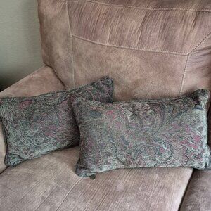 2 Corded Floral Chenille Lumbar Pillows by Blazing Needles, 20"x12"